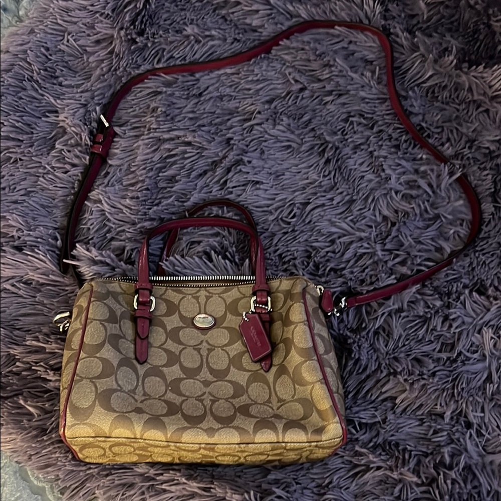 Coach Brown and Dark Pink Crossbody Bag